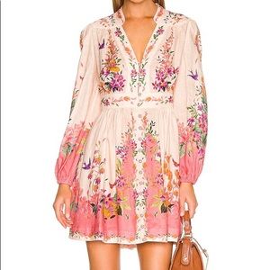 NWT Zimmermann Tropicana Plunge Mini Dress in Cream Floral